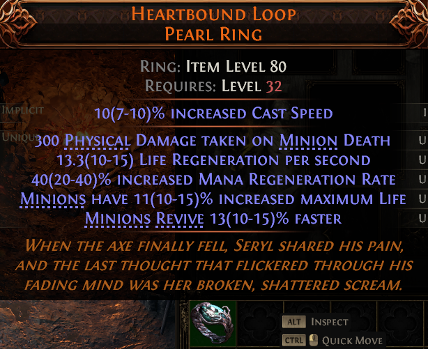 MMOJUGG Path of Exile 2 HEARTBOUND LOOP PEARL RING#1147760 Details View of Item Function and Use