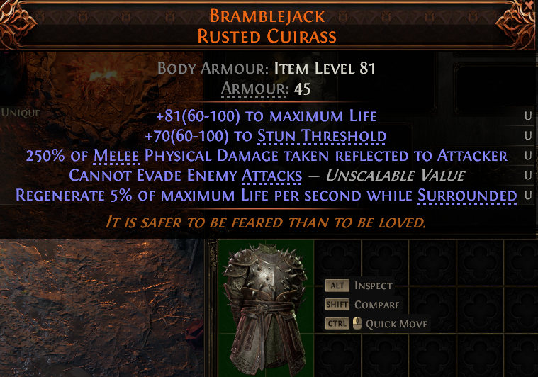 MMOJUGG Path of Exile 2 BRAMBLEJACK RUSTED CUIRASS#1147783 Details View of Item Function and Use