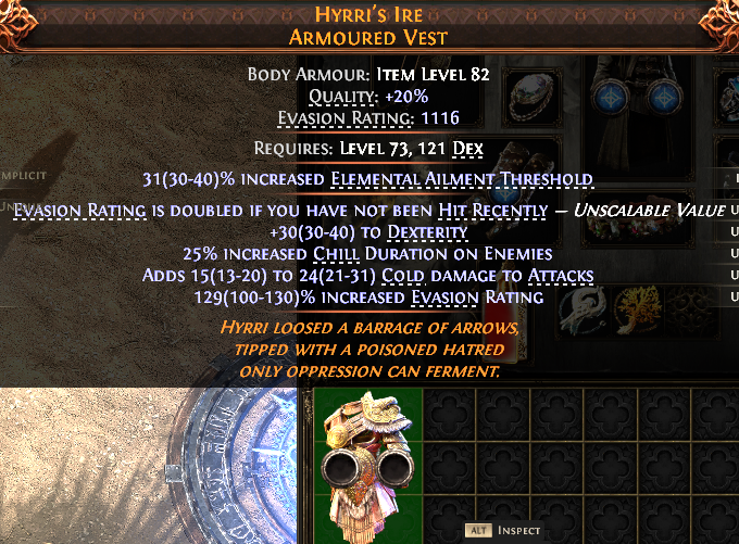 MMOJUGG Path of Exile 2 HYRRI'S IRE ARMOURED VEST#1147825 Details View of Item Function and Use