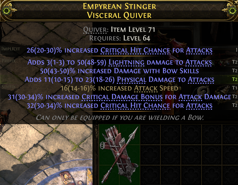 MMOJUGG Path of Exile 2 EMPYREAN STINGER VISCERAL QUIVER#1147940 Details View of Item Function and Use