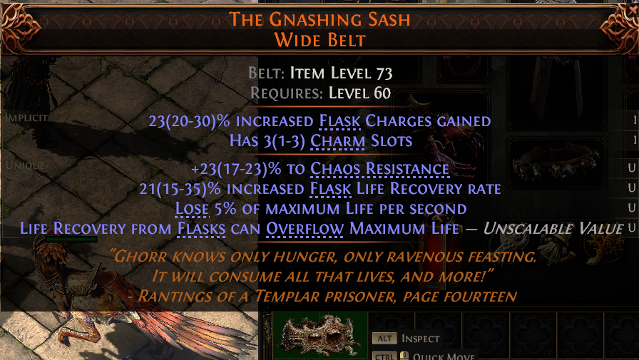 MMOJUGG Path of Exile 2 THE GNASHING SASH WIDE BELT#1147978 Details View of Item Function and Use