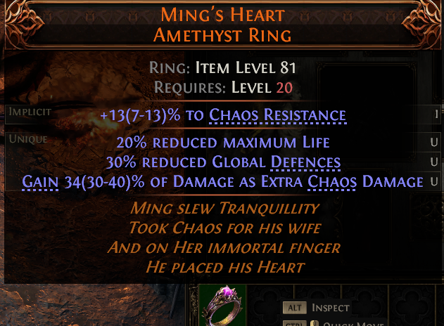 MMOJUGG Path of Exile 2 MING'S HEART AMETHYST RING#1148105 Details View of Item Function and Use