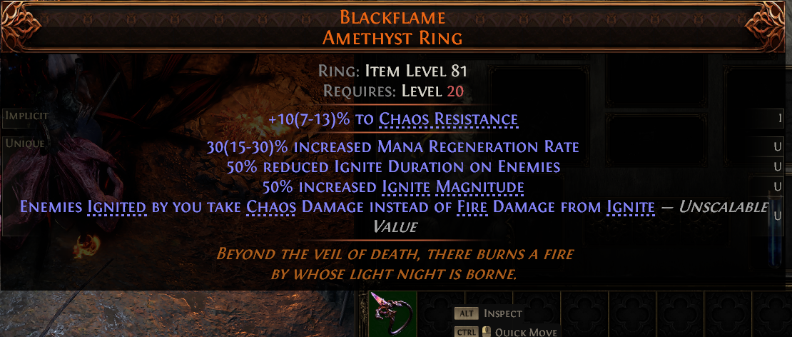 MMOJUGG Path of Exile 2 BLACKFLAME AMETHYST RING#1148106 Details View of Item Function and Use