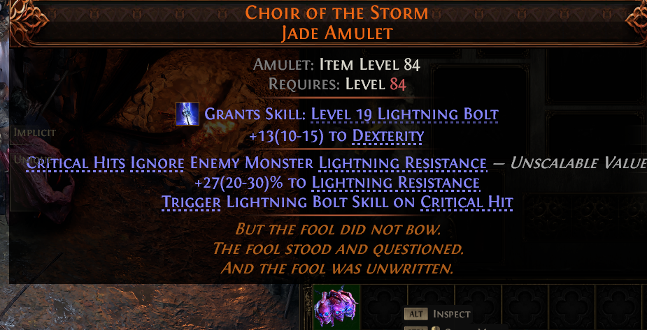 MMOJUGG Path of Exile 2 CHOIR OF THE STORM JADE AMULET#1148108 Details View of Item Function and Use