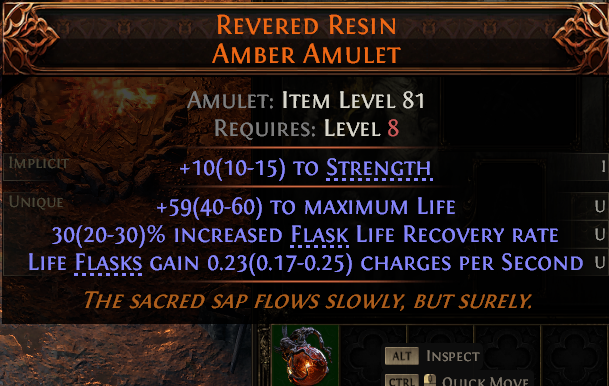 MMOJUGG Path of Exile 2 REVERED RESIN AMBER AMULET#1148109 Details View of Item Function and Use