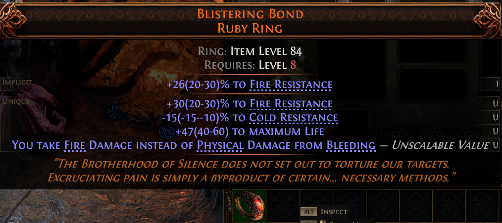 MMOJUGG Path of Exile 2 BLISTERING BOND RUBY RING#1148111 Details View of Item Function and Use