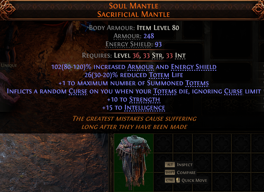 MMOJUGG Path of Exile 2 SOUL MANTLE SACRIFICIAL MANTLE#1148134 Details View of Item Function and Use