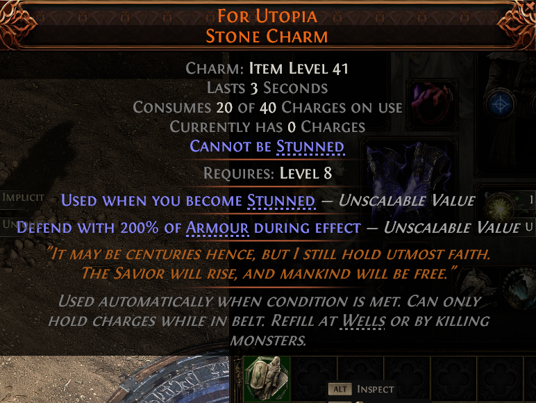 MMOJUGG Path of Exile 2 FOR UTOPIA STONE CHARM#1148142 Details View of Item Function and Use