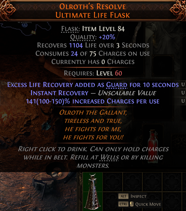 MMOJUGG Path of Exile 2 OLROTH'S RESOLVE ULTIMATE LIFE FLASK#1148160 Details View of Item Function and Use