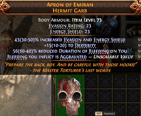 MMOJUGG Path of Exile 2 APRON OF EMIRAN HERMIT GARB#1148205 Details View of Item Function and Use