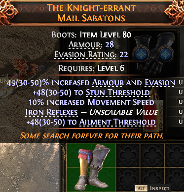 MMOJUGG Path of Exile 2 THE KNIGHT-ERRANT MAIL SABATONS#1148214 Details View of Item Function and Use