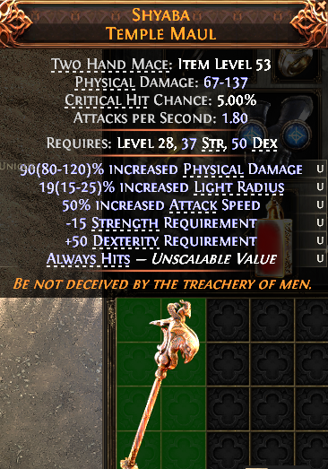 MMOJUGG Path of Exile 2 SHYABA TEMPLE MAUL#1148223 Details View of Item Function and Use
