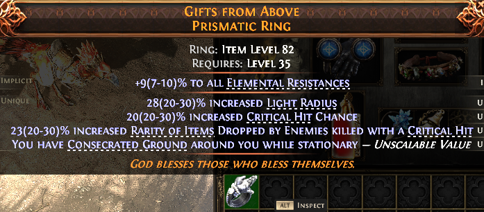 MMOJUGG Path of Exile 2 GIFTS FROM ABOVE PRISMATIC RING#1148232 Details View of Item Function and Use