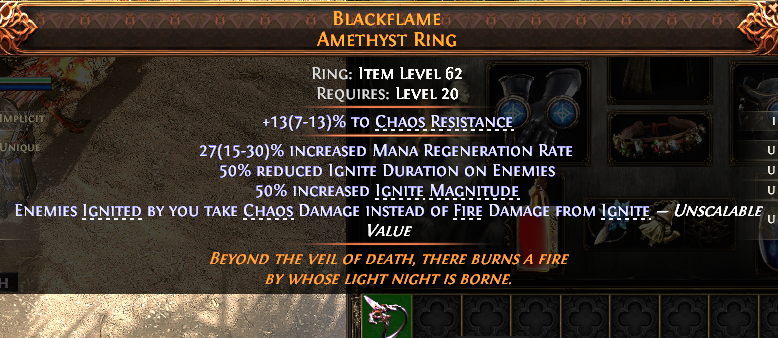 MMOJUGG Path of Exile 2 BLACKFLAME AMETHYST RING#1148242 Details View of Item Function and Use