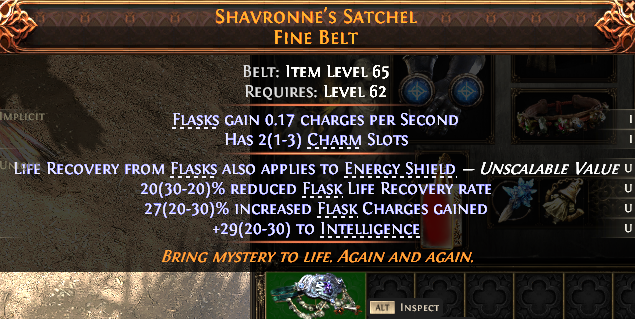 MMOJUGG Path of Exile 2 SHAVRONNE'S SATCHEL FINE BELT#1148256 Details View of Item Function and Use