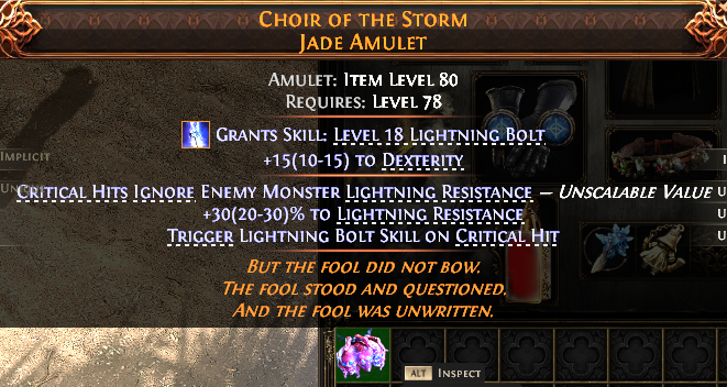 MMOJUGG Path of Exile 2 CHOIR OF THE STORM JADE AMULET#1148264 Details View of Item Function and Use