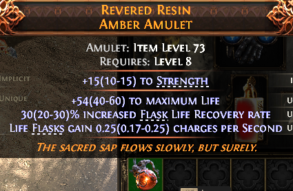 MMOJUGG Path of Exile 2 REVERED RESIN AMBER AMULET#1148275 Details View of Item Function and Use