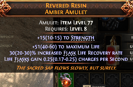 MMOJUGG Path of Exile 2 REVERED RESIN AMBER AMULET#1148276 Details View of Item Function and Use