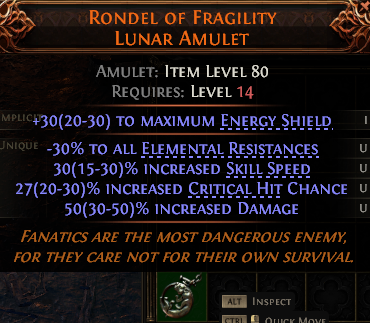 MMOJUGG Path of Exile 2 RONDEL OF FRAGILITY LUNAR AMULET#1148329 Details View of Item Function and Use