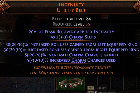 MMOJUGG Path of Exile 2 INGENUITY UTILITY BELT#1148378 Details View of Item Function and Use