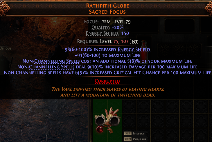 MMOJUGG Path of Exile 2 RATHPITH GLOBE SACRED FOCUS#1148383 Details View of Item Function and Use