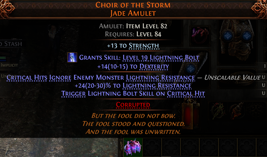 MMOJUGG Path of Exile 2 CHOIR OF THE STORM JADE AMULET#1148418 Details View of Item Function and Use