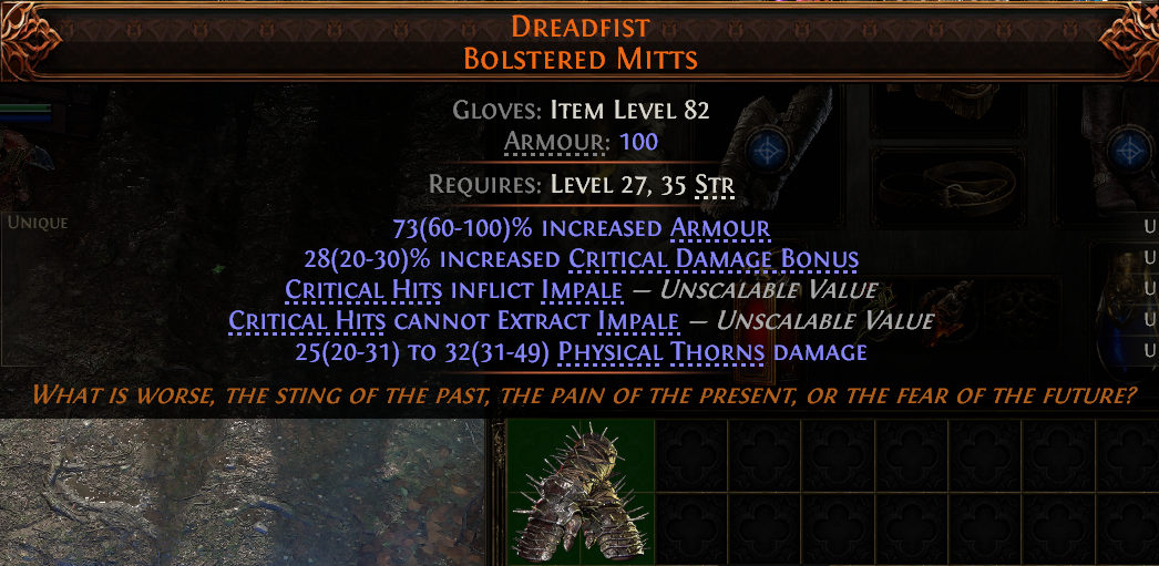 MMOJUGG Path of Exile 2 DREADFIST BOLSTERED MITTS#1148428 Details View of Item Function and Use