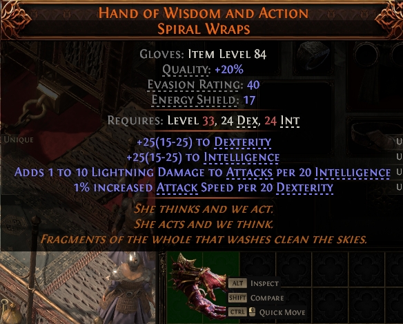 MMOJUGG Path of Exile 2 HAND OF WISDOM AND ACTION SPIRAL WRAPS#1148497 Details View of Item Function and Use