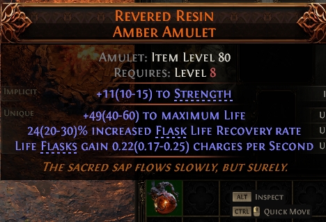 MMOJUGG Path of Exile 2 REVERED RESIN AMBER AMULET#1148515 Details View of Item Function and Use