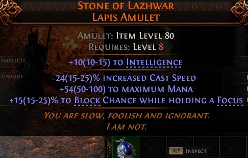 MMOJUGG Path of Exile 2 STONE OF LAZHWAR LAPIS AMULET#1148516 Details View of Item Function and Use