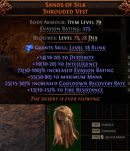 MMOJUGG Path of Exile 2 SANDS OF SILK SHROUDED VEST#1148519 Details View of Item Function and Use