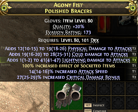 MMOJUGG Path of Exile 2 AGONY FIST POLISHED BRACERS#1148577 Details View of Item Function and Use