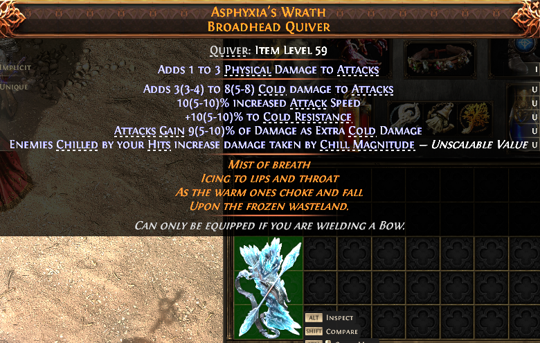 MMOJUGG Path of Exile 2 ASPHYXIA'S WRATH BROADHEAD QUIVER#1148601 Details View of Item Function and Use