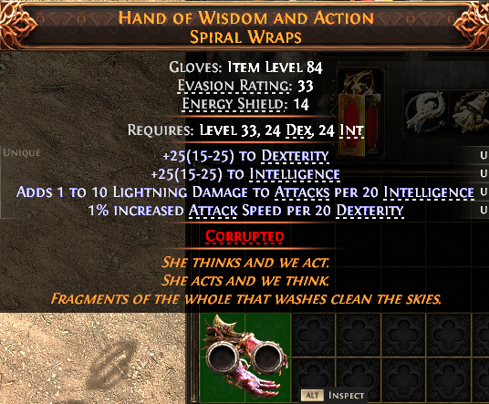 MMOJUGG Path of Exile 2 HAND OF WISDOM AND ACTION SPIRAL WRAPS#1148608 Details View of Item Function and Use