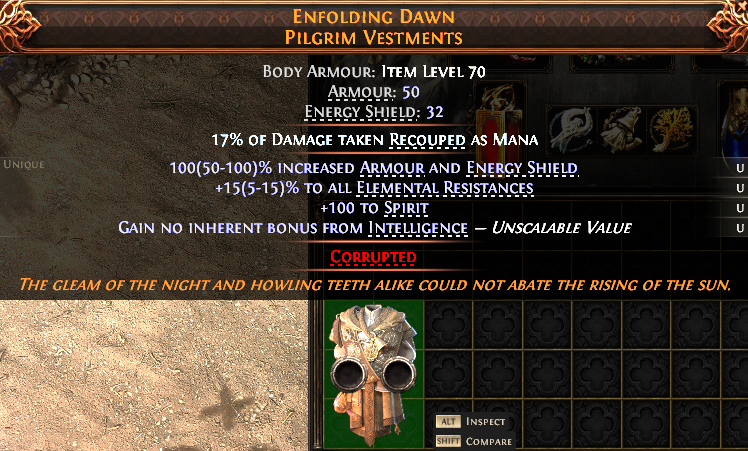 MMOJUGG Path of Exile 2 ENFOLDING DAWN PILGRIM VESTMENTS#1148609 Details View of Item Function and Use