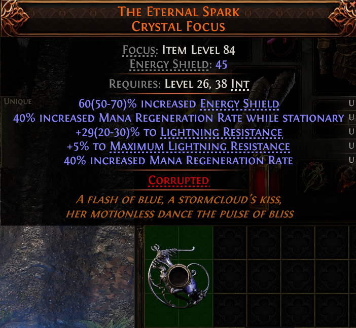 MMOJUGG Path of Exile 2 THE ETERNAL SPARK CRYSTAL FOCUS#1148646 Details View of Item Function and Use