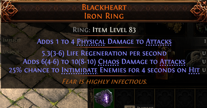 MMOJUGG Path of Exile 2 BLACKHEART IRON RING#1148735 Details View of Item Function and Use