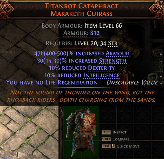 MMOJUGG Path of Exile 2 TITANROT CATAPHRACT MARAKETH CUIRASS#1148749 Details View of Item Function and Use