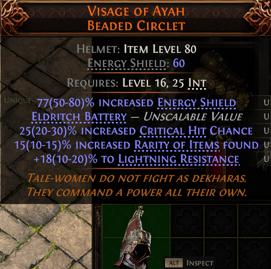 MMOJUGG Path of Exile 2 VISAGE OF AYAH BEADED CIRCLET#1148757 Details View of Item Function and Use