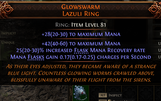 MMOJUGG Path of Exile 2 GLOWSWARM LAZULI RING#1148843 Details View of Item Function and Use