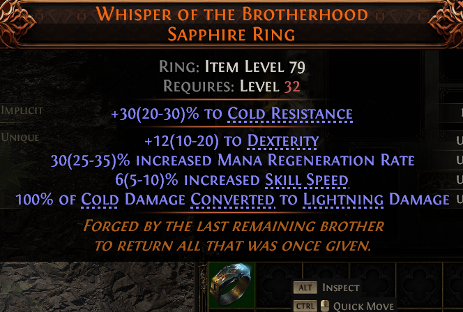 MMOJUGG Path of Exile 2 WHISPER OF THE BROTHERHOOD SAPPHIRE RING#1148859 Details View of Item Function and Use