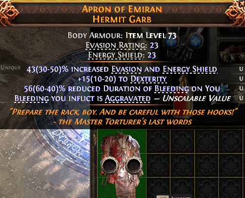 MMOJUGG Path of Exile 2 APRON OF EMIRAN HERMIT GARB#1148906 Details View of Item Function and Use