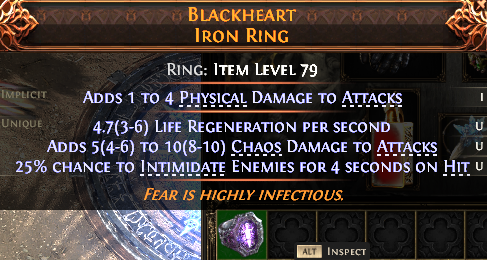 MMOJUGG Path of Exile 2 BLACKHEART IRON RING#1148913 Details View of Item Function and Use