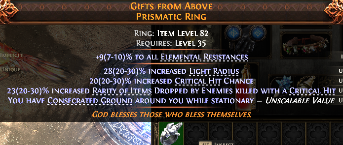 MMOJUGG Path of Exile 2 GIFTS FROM ABOVE PRISMATIC RING#1148914 Details View of Item Function and Use
