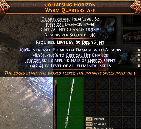 MMOJUGG Path of Exile 2 COLLAPSING HORIZON WYRM QUARTERSTAFF#1148919 Details View of Item Function and Use