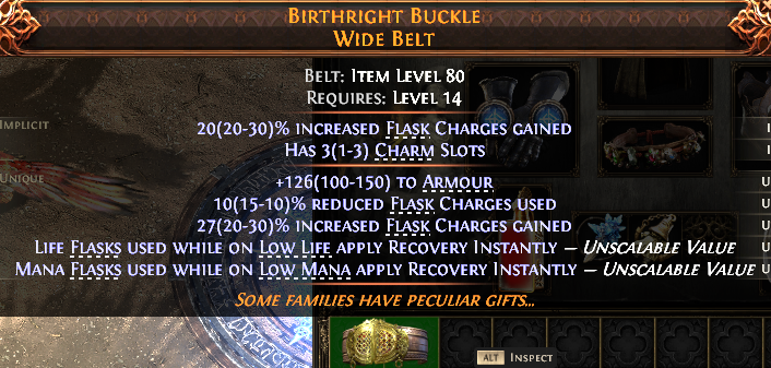 MMOJUGG Path of Exile 2 BIRTHRIGHT BUCKLE WIDE BELT#1148923 Details View of Item Function and Use