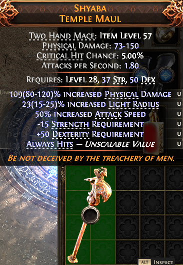 MMOJUGG Path of Exile 2 SHYABA TEMPLE MAUL#1148927 Details View of Item Function and Use
