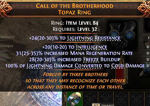 MMOJUGG Path of Exile 2 CALL OF THE BROTHERHOOD TOPAZ RING#1148931 Details View of Item Function and Use