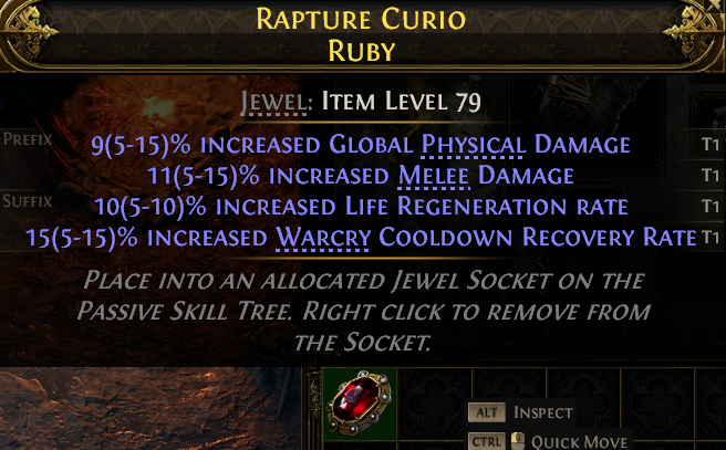 MMOJUGG Path of Exile 2 RAPTURE CURIO RUBY#1149105 Details View of Item Function and Use
