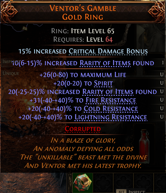 MMOJUGG Path of Exile 2 VENTOR'S GAMBLE GOLD RING#1149279 Buying Page Display